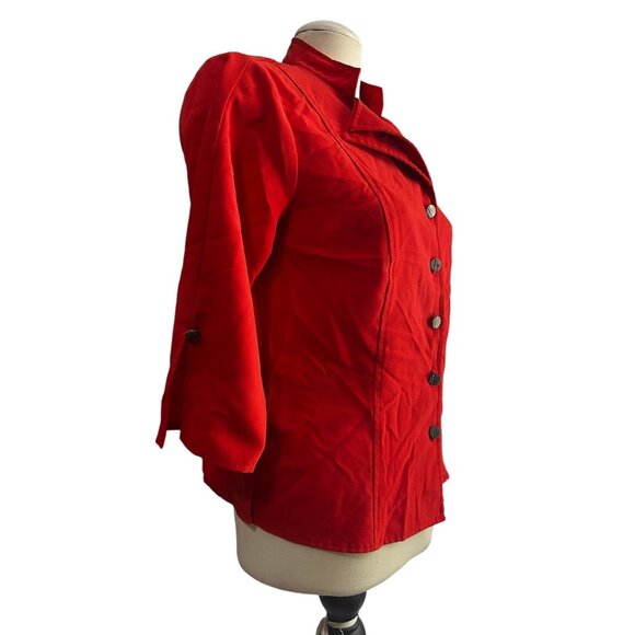 Kathy Che Vintage 3/4 Sleeve Double Collared Button Down Shirt Sz 8 (Medium) Wom - Picture 8 of 8